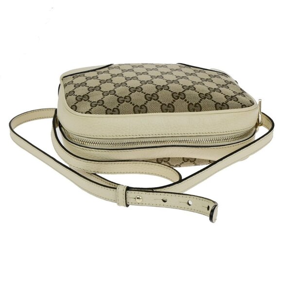 GUCCI Logo GG Pattern Mini Shoulder Bag Canvas Leather Brown White GHW - Picture 5 of 15